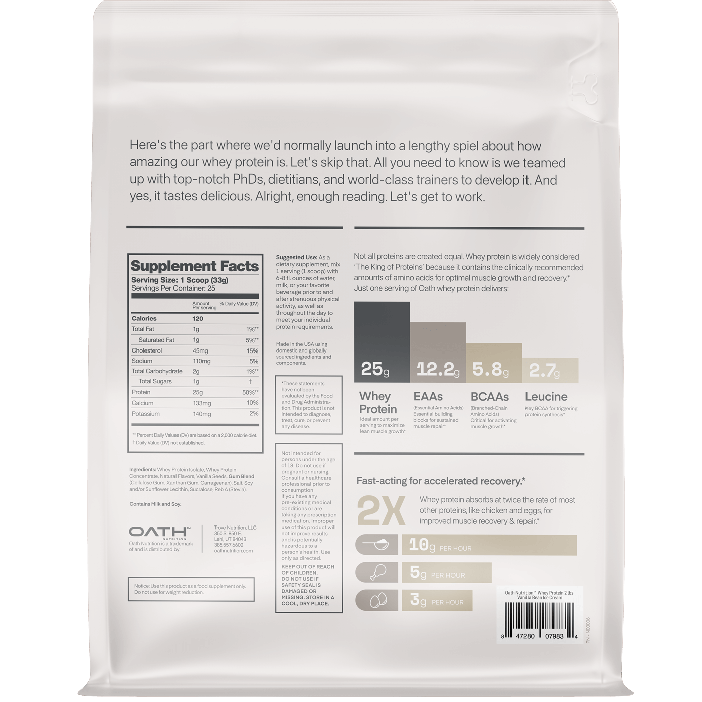 Oath Nutrition Whey Protein - 25 Servings